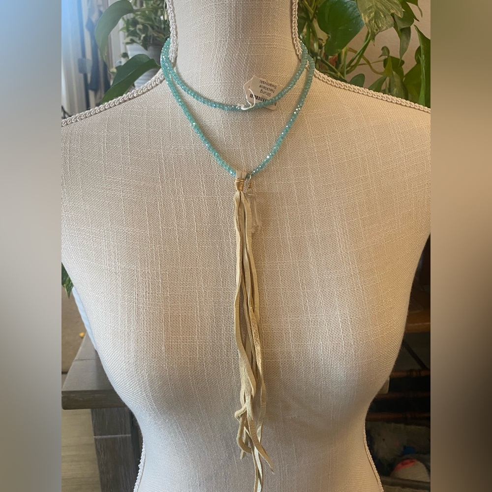 Swarovski & Quartz Crystal Tassel Necklace
